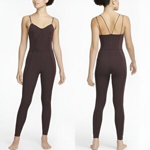 Nike Womens Yoga Luxe Dri-FIT Corset Balletcore Bodysuit Jumpsuit Size XXL Brown